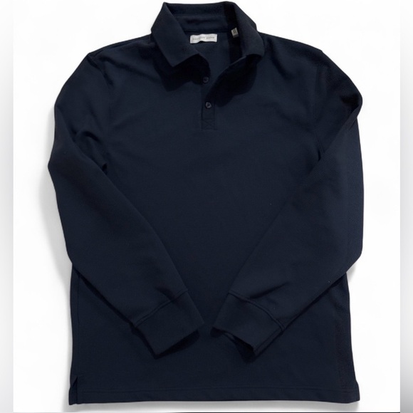 Geoffrey Beene Other - Geoffrey Beene Mens Navy Long Sleeve Polo Shirt Stretch Size L Preppy Golf
